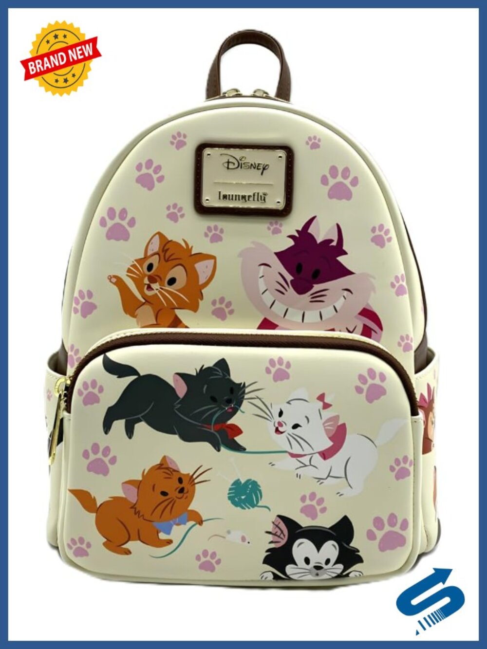 Loungefly Disney Aristocats Mini Backpack Faux Leather Cat Print Bag